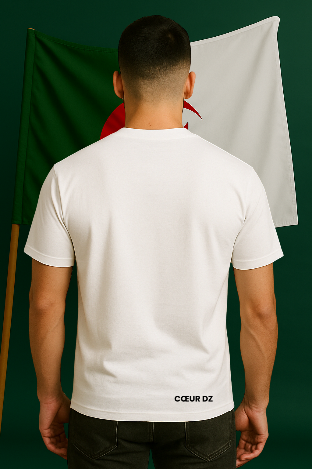 T-shirt Cœur DZ Blanc - Broderie Noire (modèle épais)