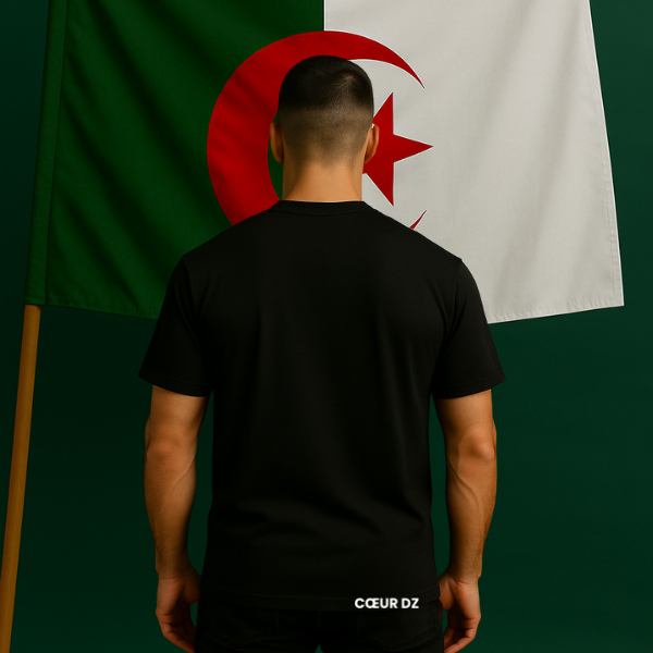 T-shirt Cœur DZ Noir - Broderie Blanche (modèle épais)