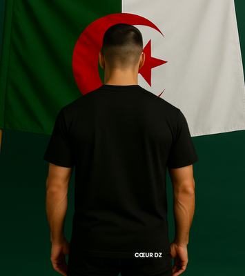 T-shirt Cœur DZ Noir - Broderie Blanche (modèle épais)