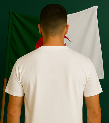 T-shirt fierte algerienne edition Palestine noir pour homme avec broderie Coeur cœur DZ aux couleurs de l’algerie 100% coton premium  