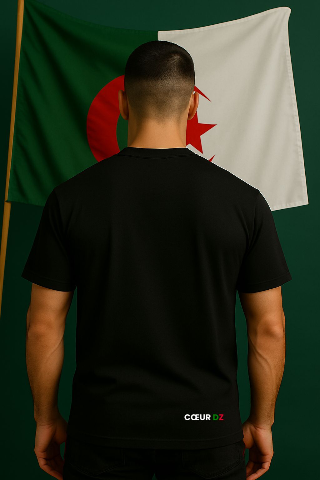 T-shirt Cœur DZ Noir - Brodé Algérie